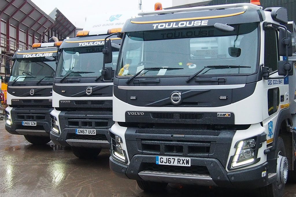 three plant hire trucks